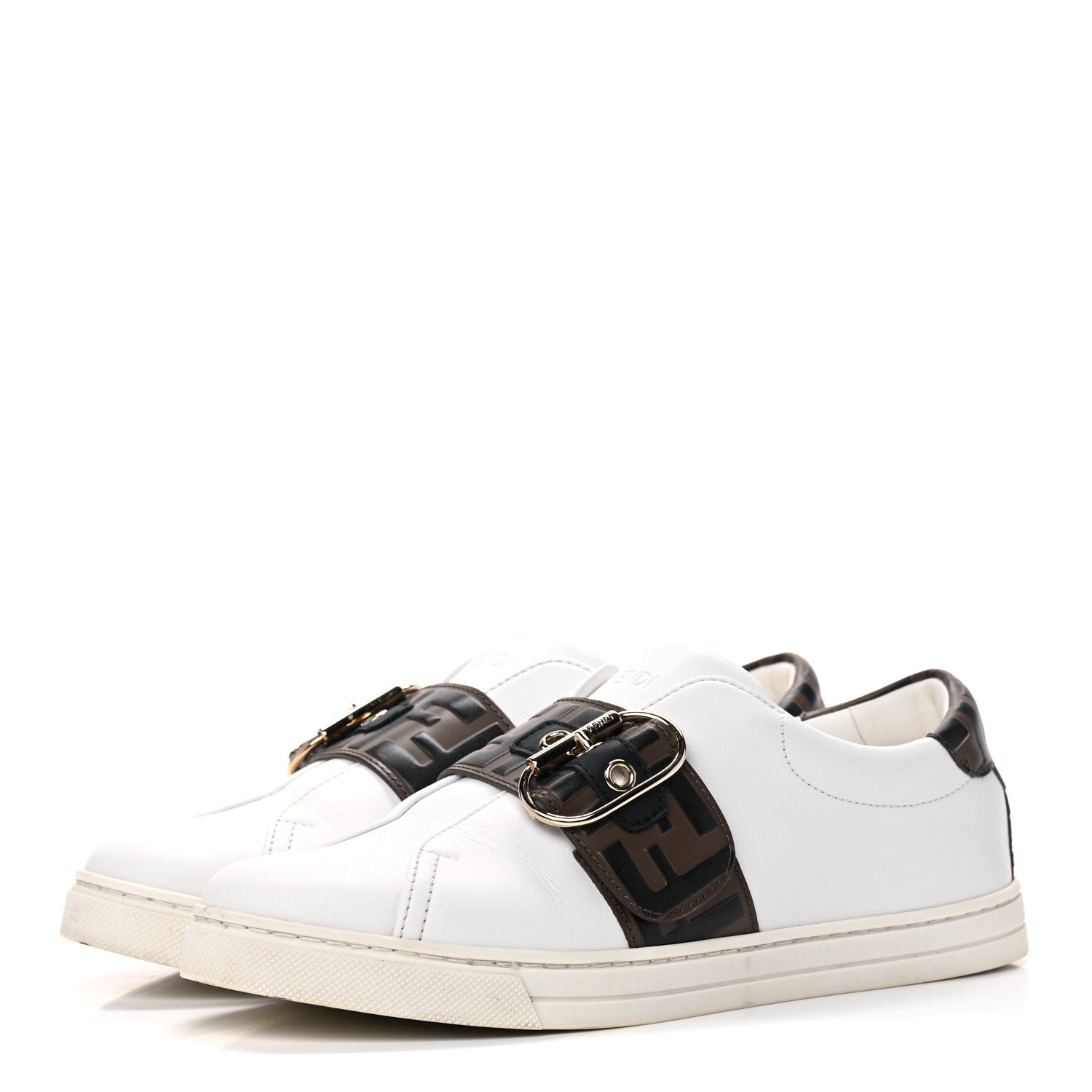 Fendi Vitello FF Embossed Womens Slip On Sneakers 38.5 Ultra White Maya Black 3 of 13