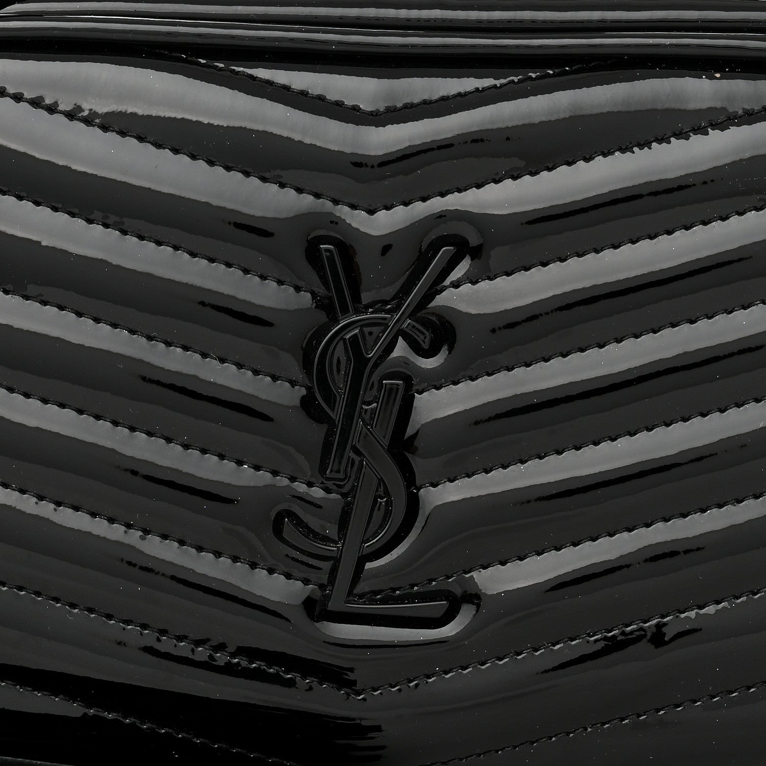 Saint Laurent Patent Calfskin Matelasse Monogram Mini Lou Camera Bag Black 10 of 10
