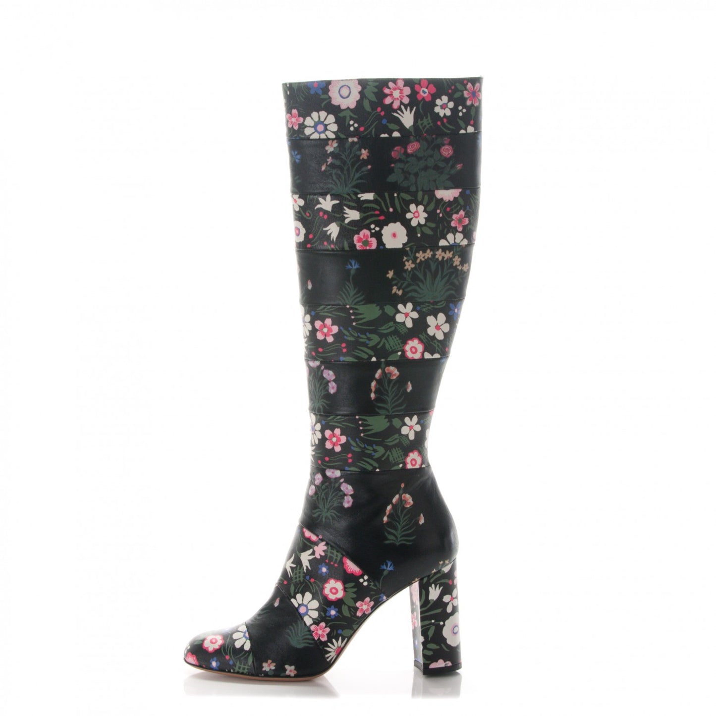 Calfskin Camugarden Paneled Knee Boots 39 Black