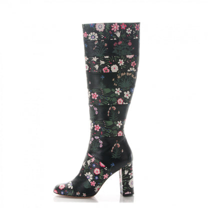 Valentino Garavani Calfskin Camugarden Paneled Knee Boots 39 Black 1 of 7