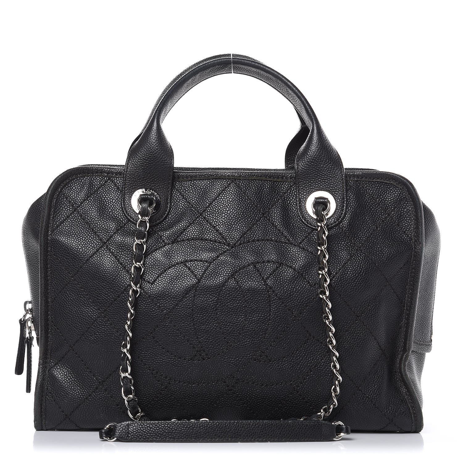 Chanel Caviar Quilted Deauville Bowling Bag Black 1 of 16