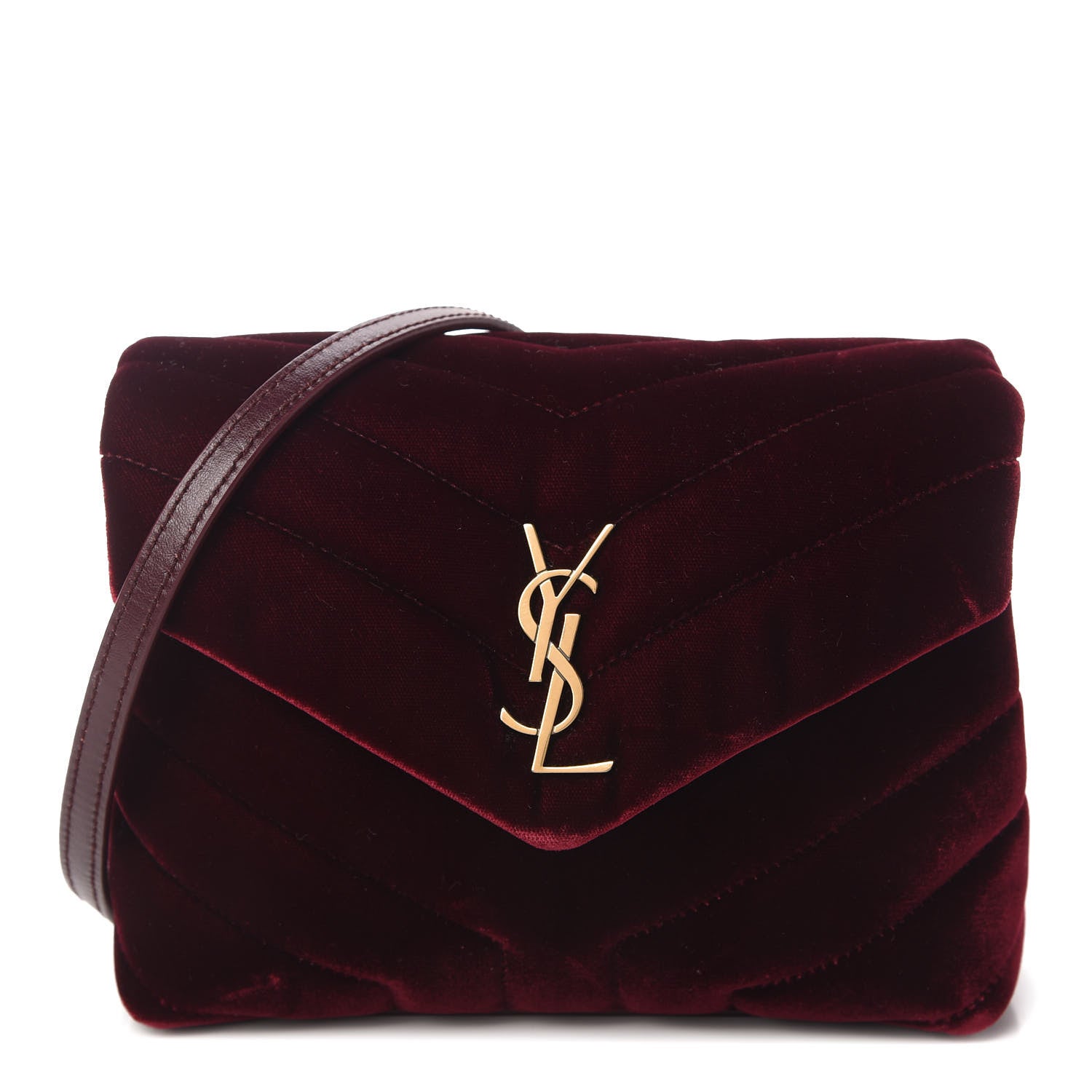 Saint Laurent Velvet Y Quilted Monogram Toy Loulou Crossbody Bag French Burgundy 1 of 10