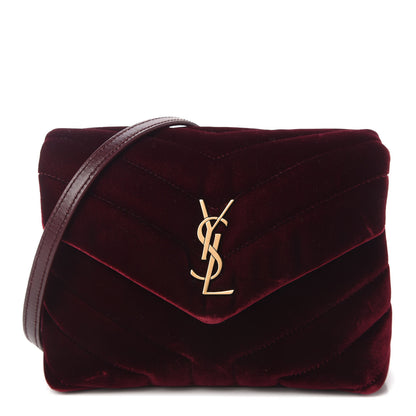 Saint Laurent Velvet Y Quilted Monogram Toy Loulou Crossbody Bag French Burgundy 1 of 10