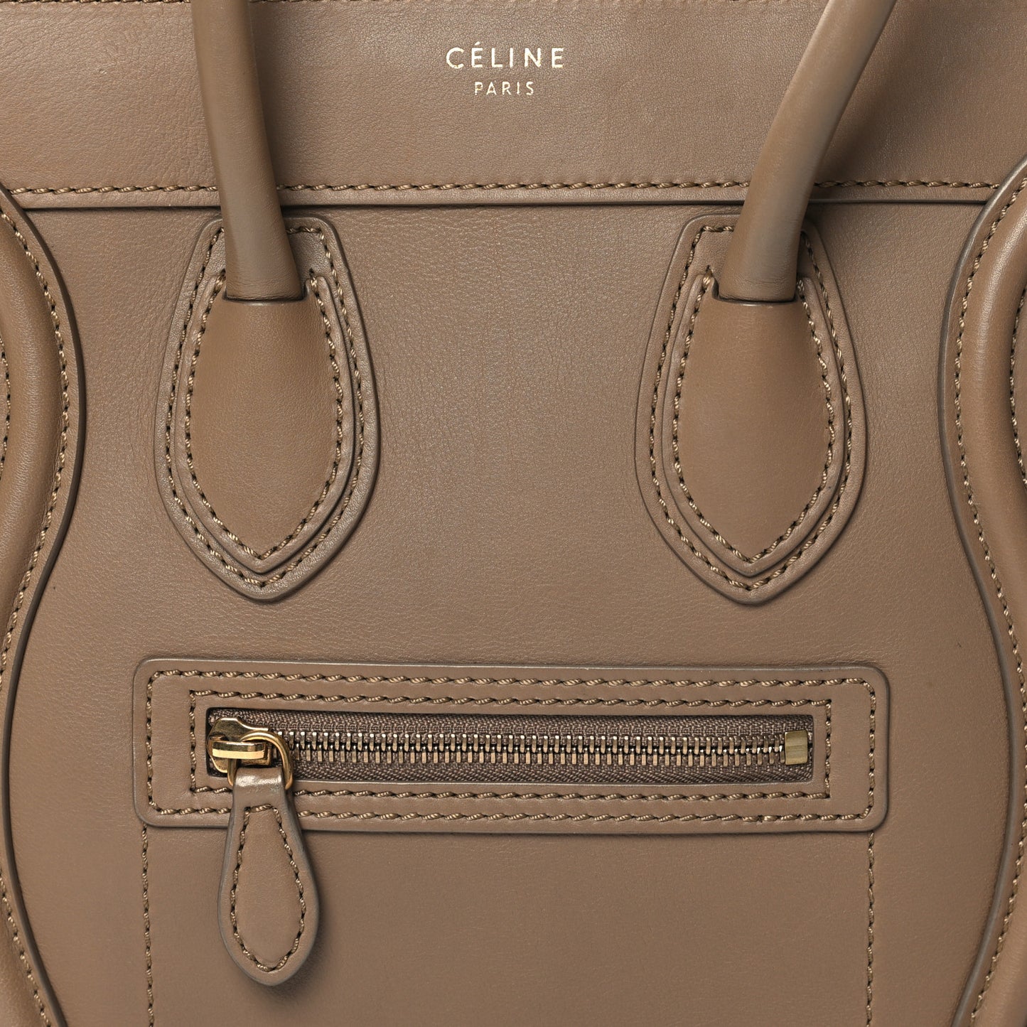 Smooth Calfskin Interstice Micro Luggage Light Taupe