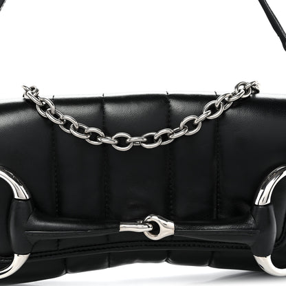 Gucci Nappa Vertical Matelasse Medium Maxi Horsebit Chain Shoulder Bag Black 7 of 9
