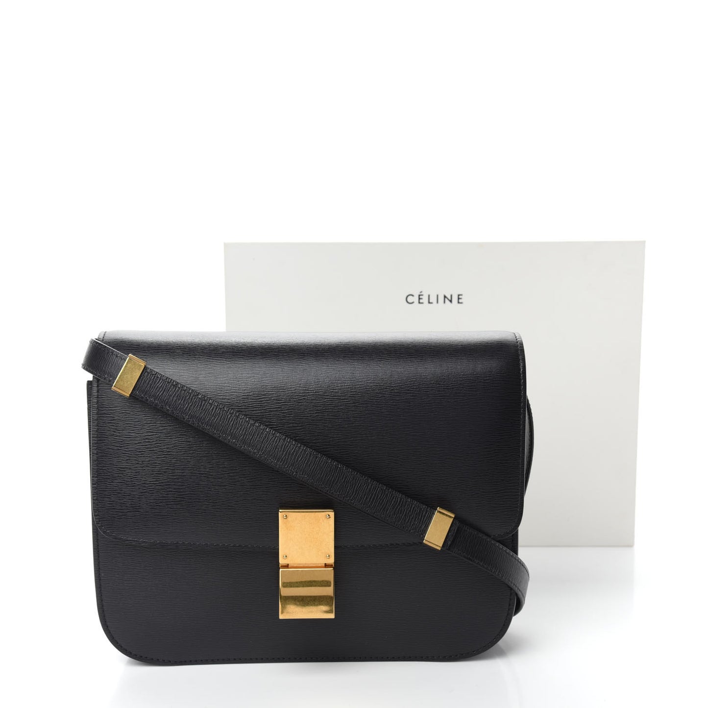 Liege Calfskin Medium Classic Box Flap Bag Black