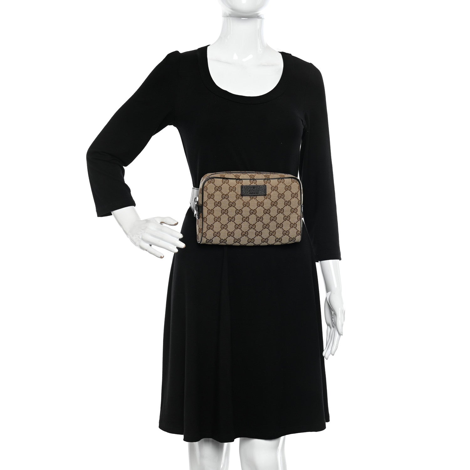 Gucci Monogram Dollar Calfskin Belt Bag Beige Ebony Testa di Moro Marrone Scuro 2 of 10