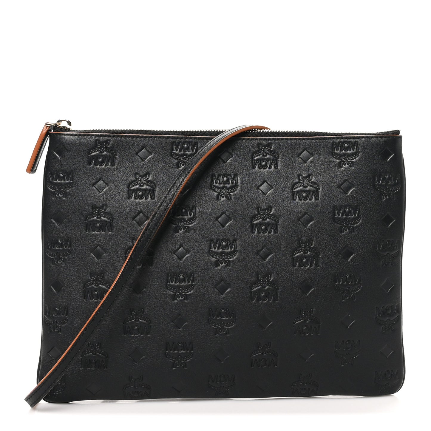 Calfskin Ottomar Monogram Medium Crossbody Pouch Black