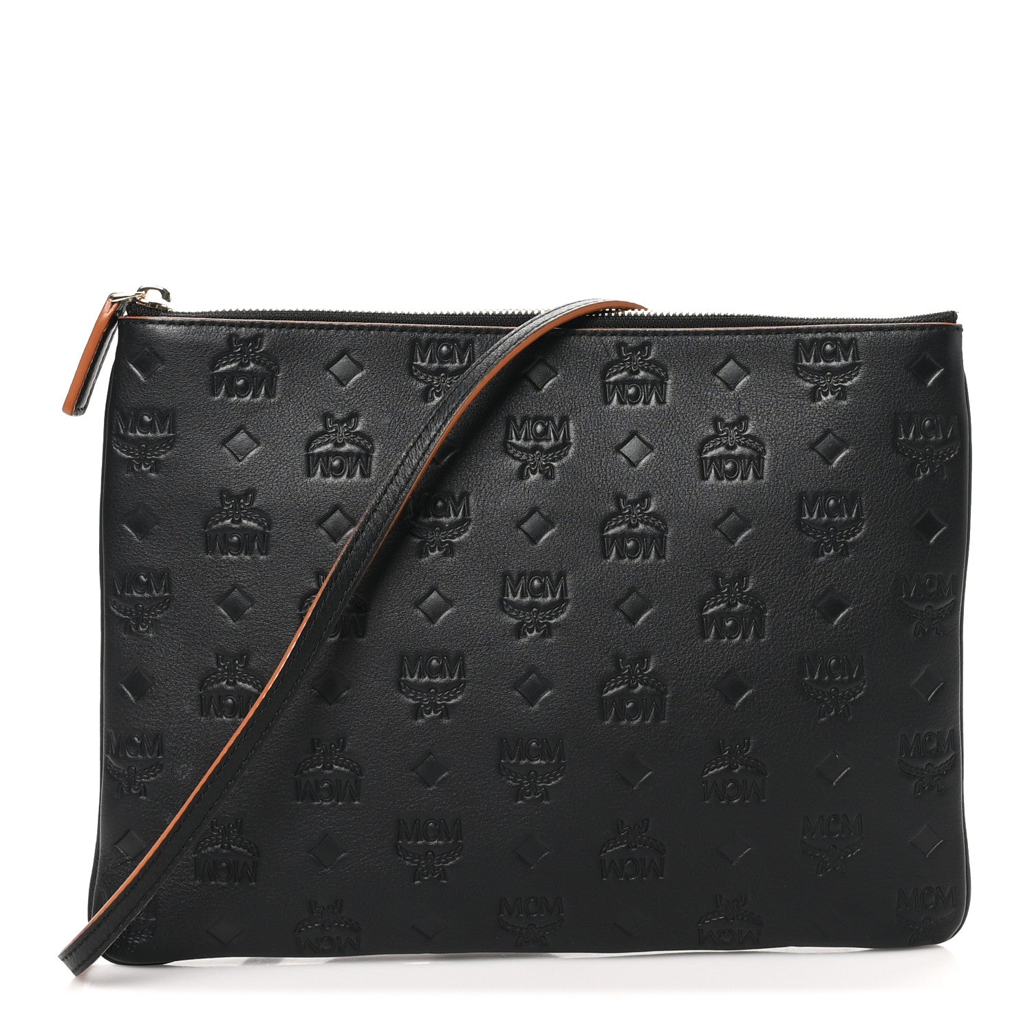 MCM Calfskin Ottomar Monogram Medium Crossbody Pouch Black 1 of 9