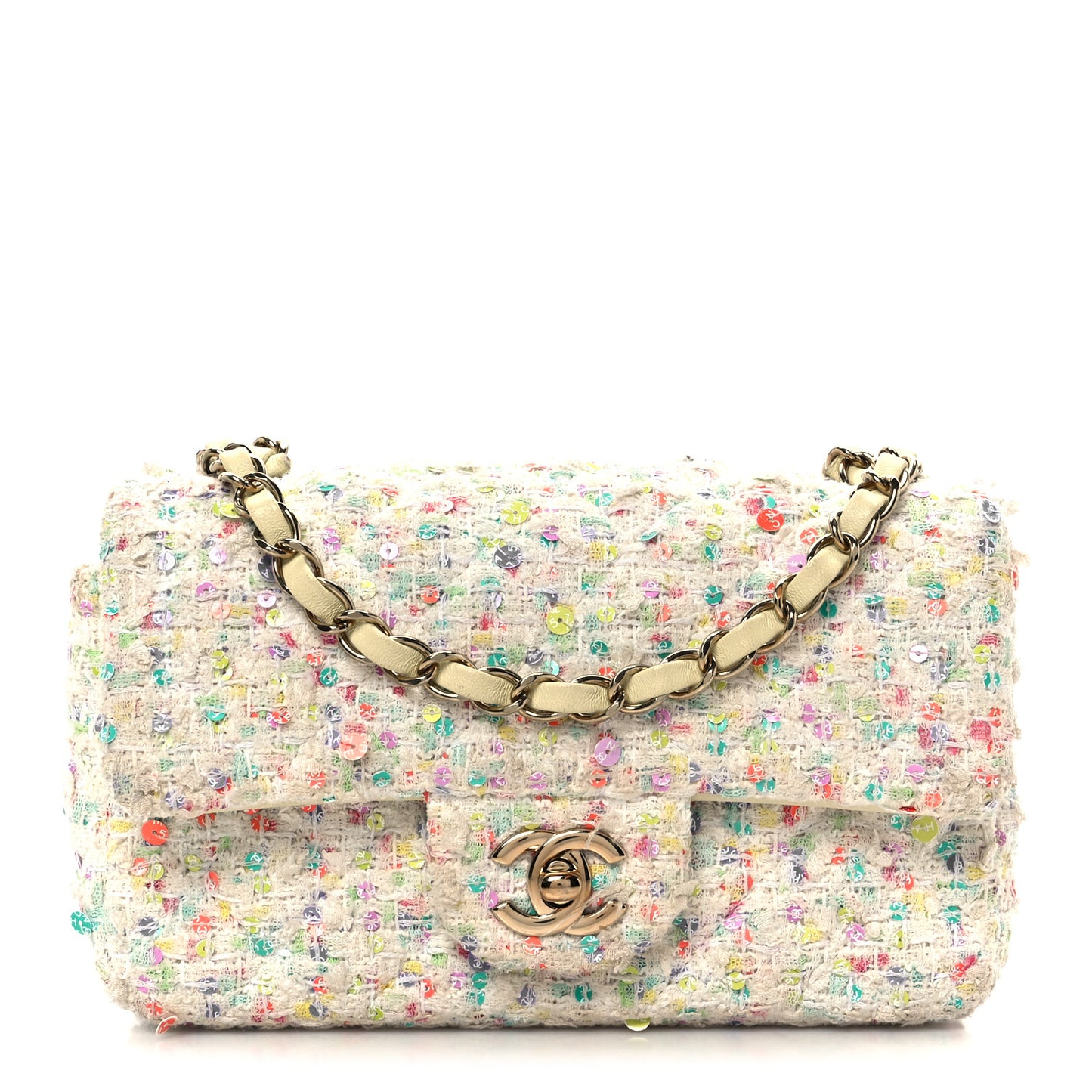 Tweed Quilted Mini Rectangular Flap Ecru Green Purple Red Yellow