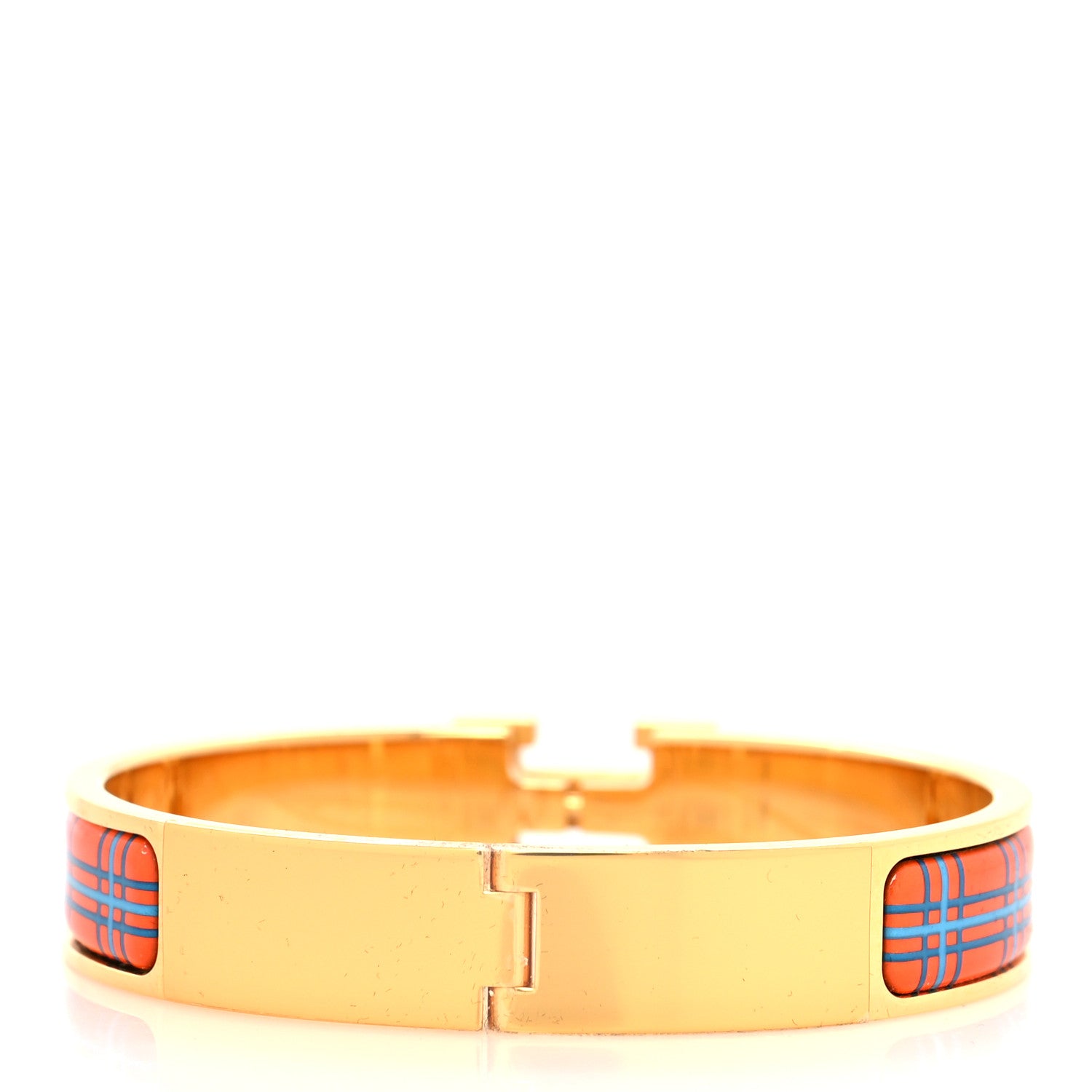 Hermes Enamel Narrow Clic Clac H Tartan Bracelet GM Tropique 2 of 5