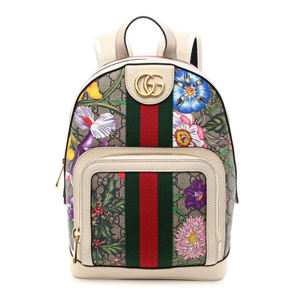 Gucci GG Supreme Monogram Flora Web Small Ophidia Day Backpack White 1 of 12