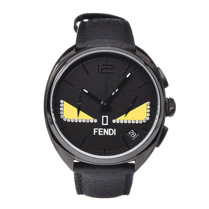 Fendi Stainless Steel Calfskin Diamond 40mm Momento Bugs Quartz Watch Black 1 of 9