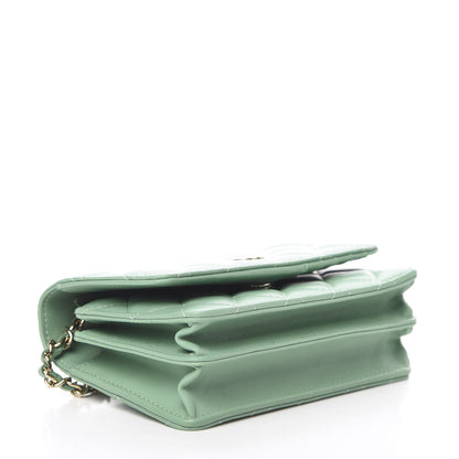 Chanel Lambskin Quilted Mini Wallet On Chain WOC Green 4 of 11