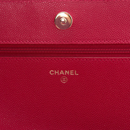 Chanel Caviar Quilted Boy Wallet On Chain WOC Fuchsia 6 of 9