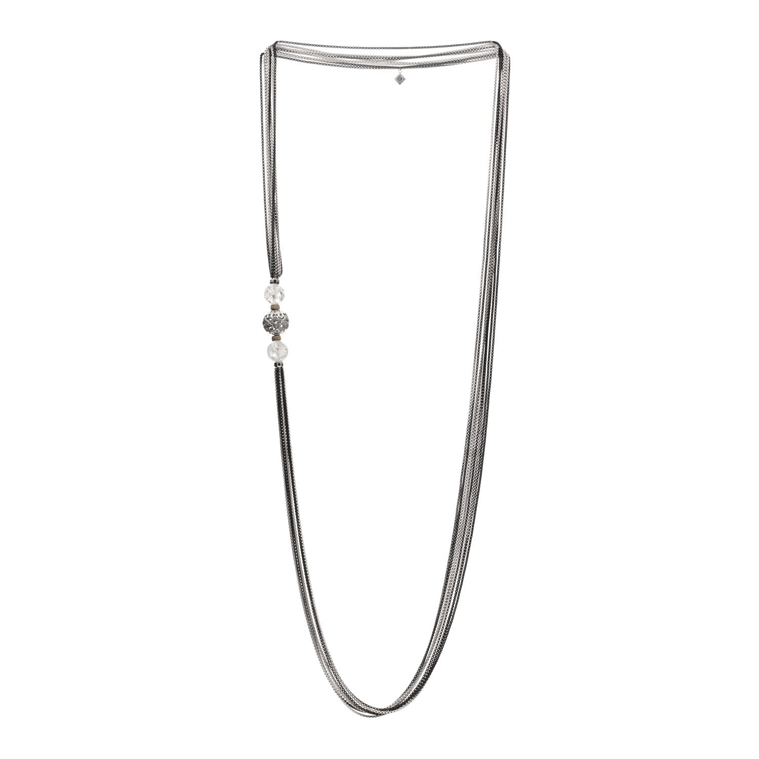 David Yurman Sterling Silver Diamond Rock Crystal Quatrefoil Ball Multi Strand Necklace 2 of 3