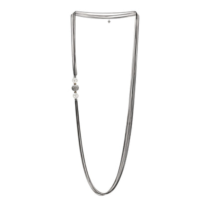 David Yurman Sterling Silver Diamond Rock Crystal Quatrefoil Ball Multi Strand Necklace 2 of 3