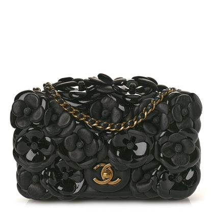 Chanel Lambskin Patent Mini Camellia Flap Black 1 of 10