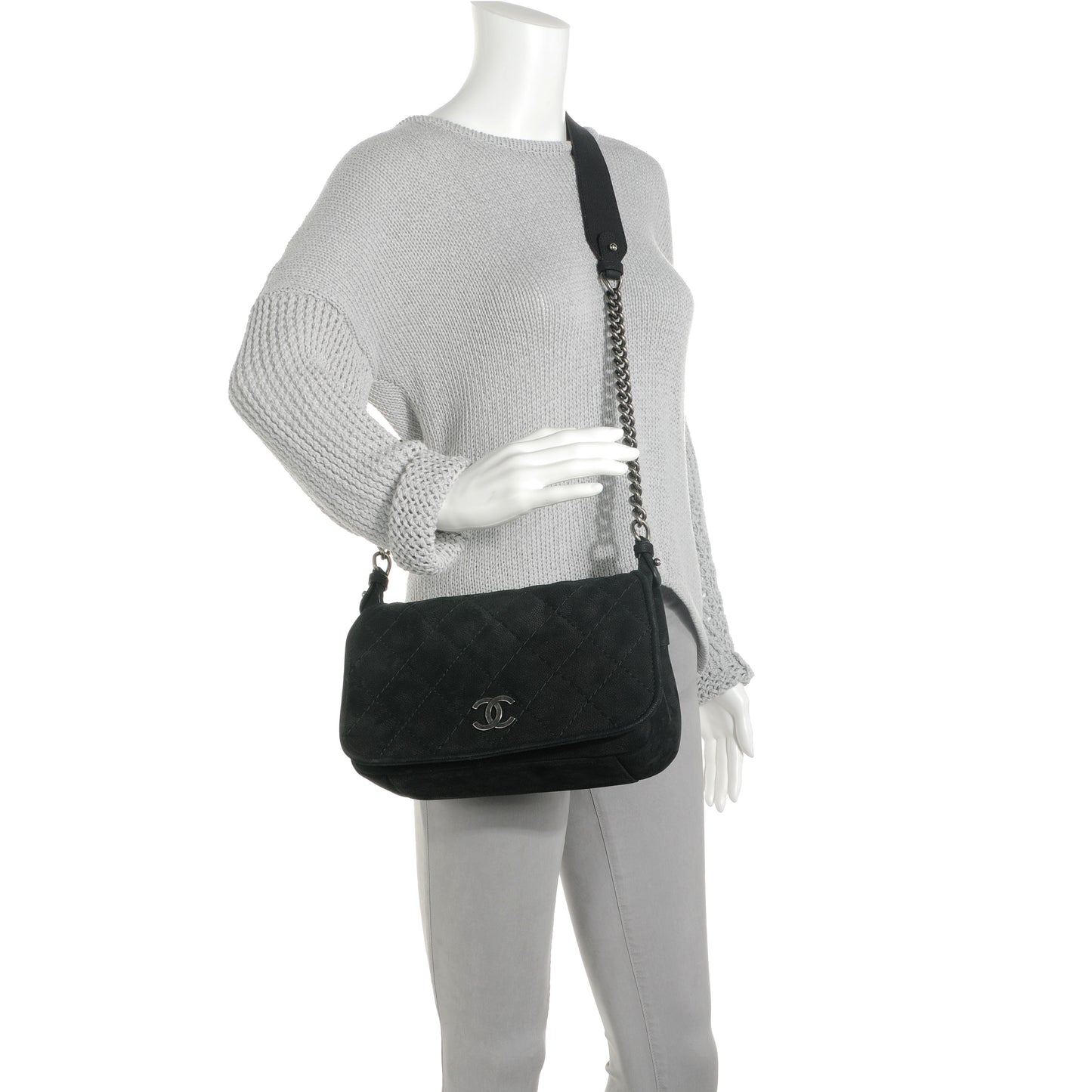 Iridescent Caviar Large Flap Black