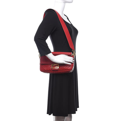 Fendi Nappa FF 1974 Embossed Baguette Fragola 2 of 10