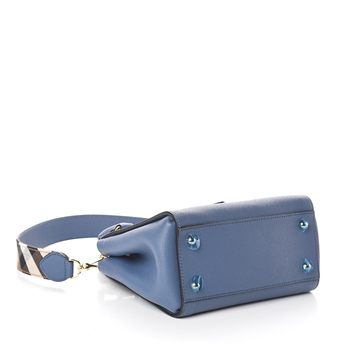 Soft Grain Calfskin Small Buckle Tote Steel Blue