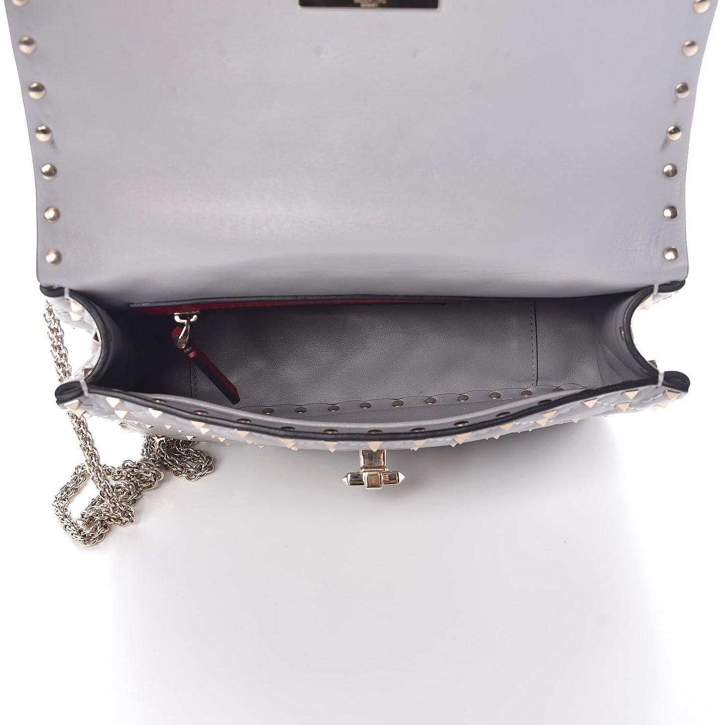 Nappa Medium Rockstud Spike Shoulder Bag Grey