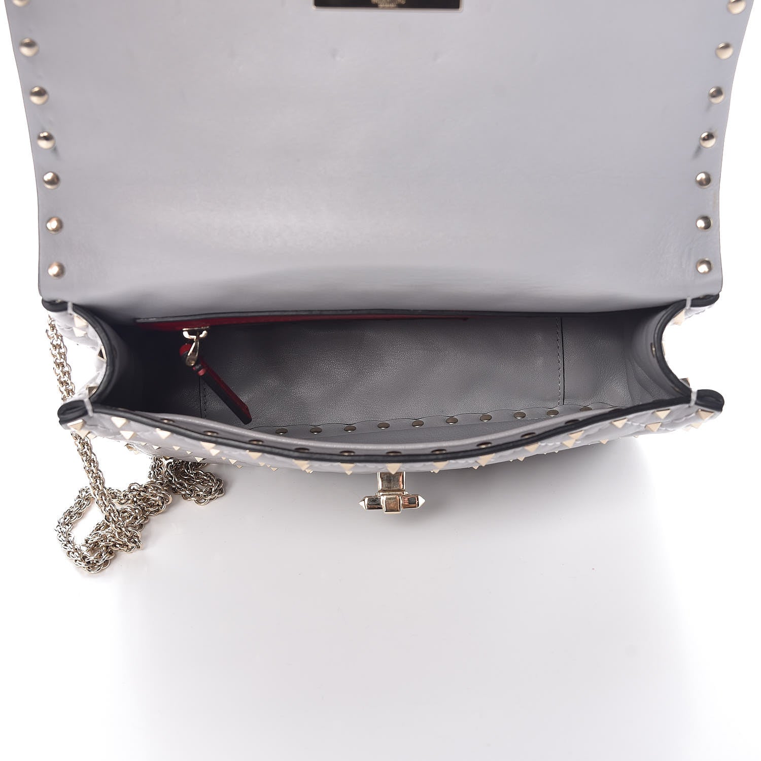 Valentino Garavani Nappa Medium Rockstud Spike Shoulder Bag Grey 5 of 14