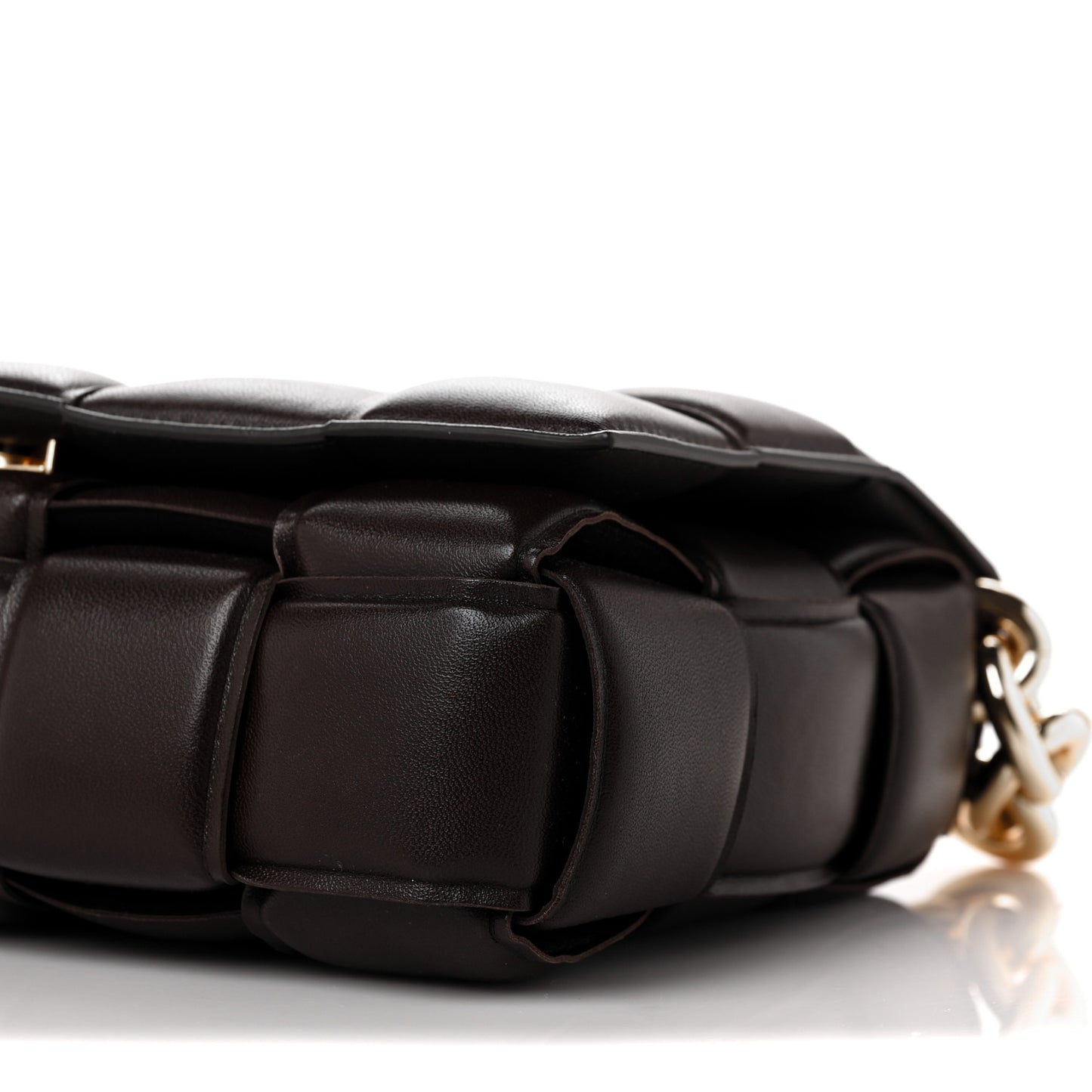 Lambskin Maxi Intreccio Padded Chain Cassette Crossbody Bag Black