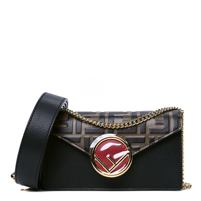 Fendi Vitello Cruise F is Fendi Bi-Color FF 1974 Embossed Envelope Belt Bag Maya Black 1 of 4