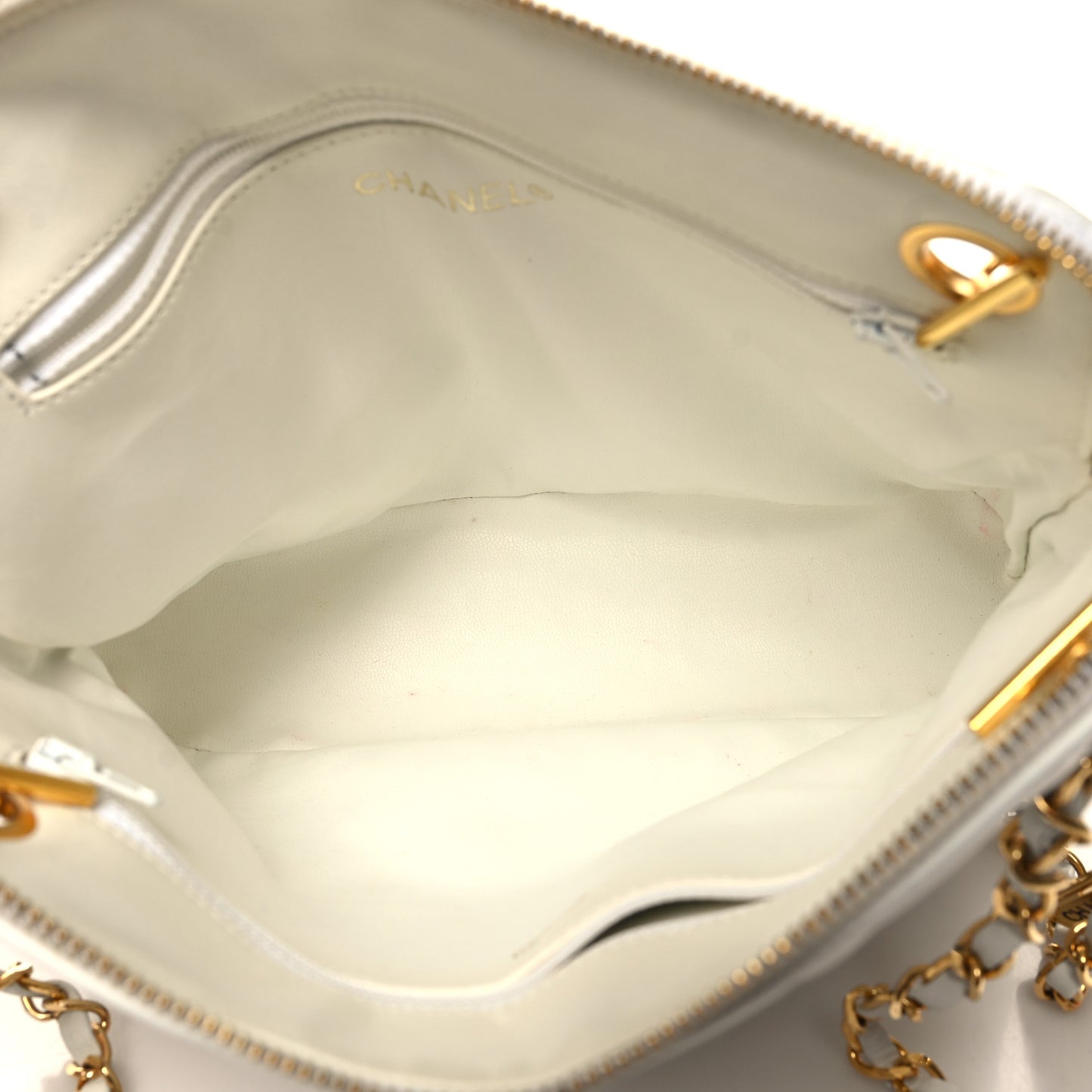 Lambskin Quilted CC Tote White
