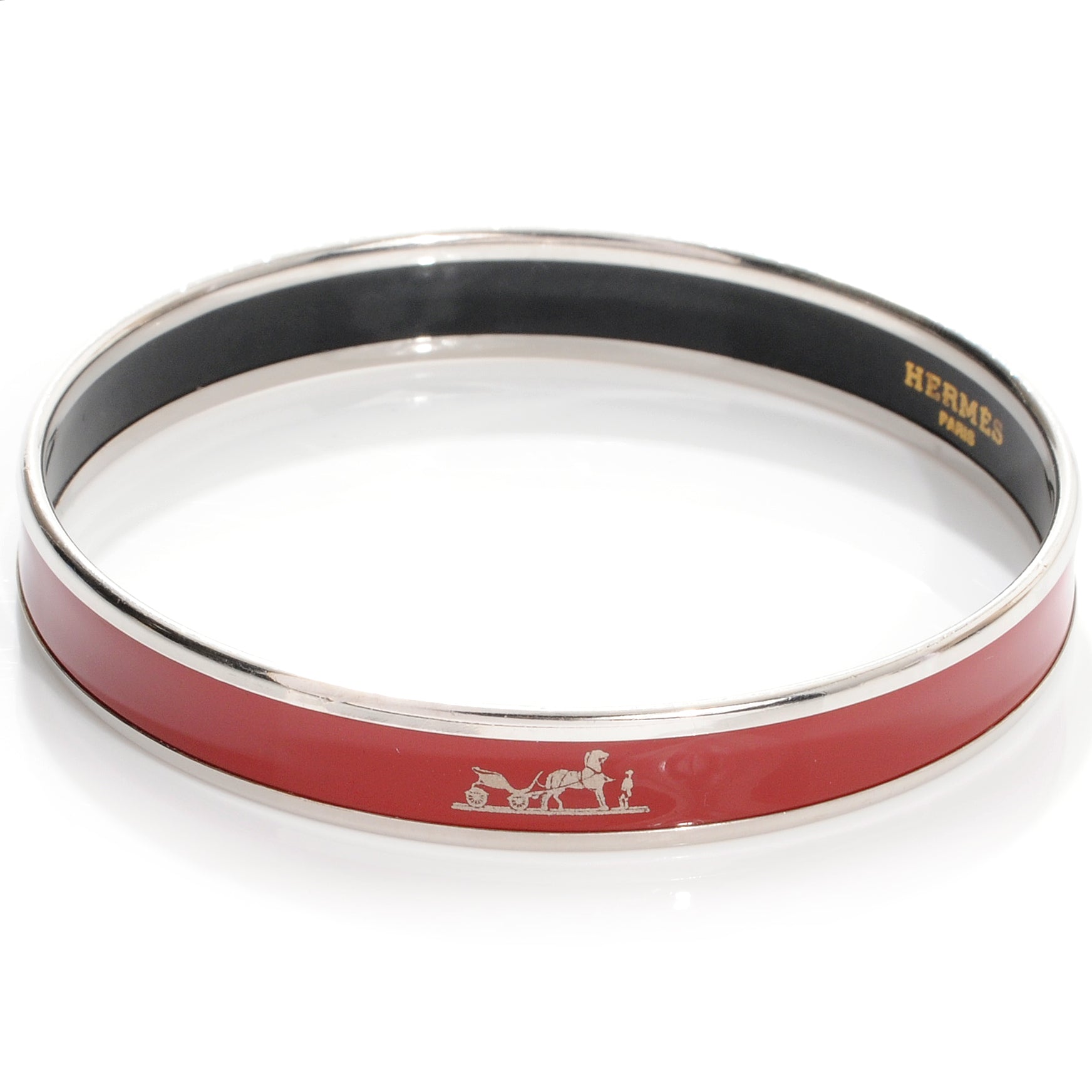 Hermes Enamel Narrow Caleche Bracelet PM 65 Red 4 of 5