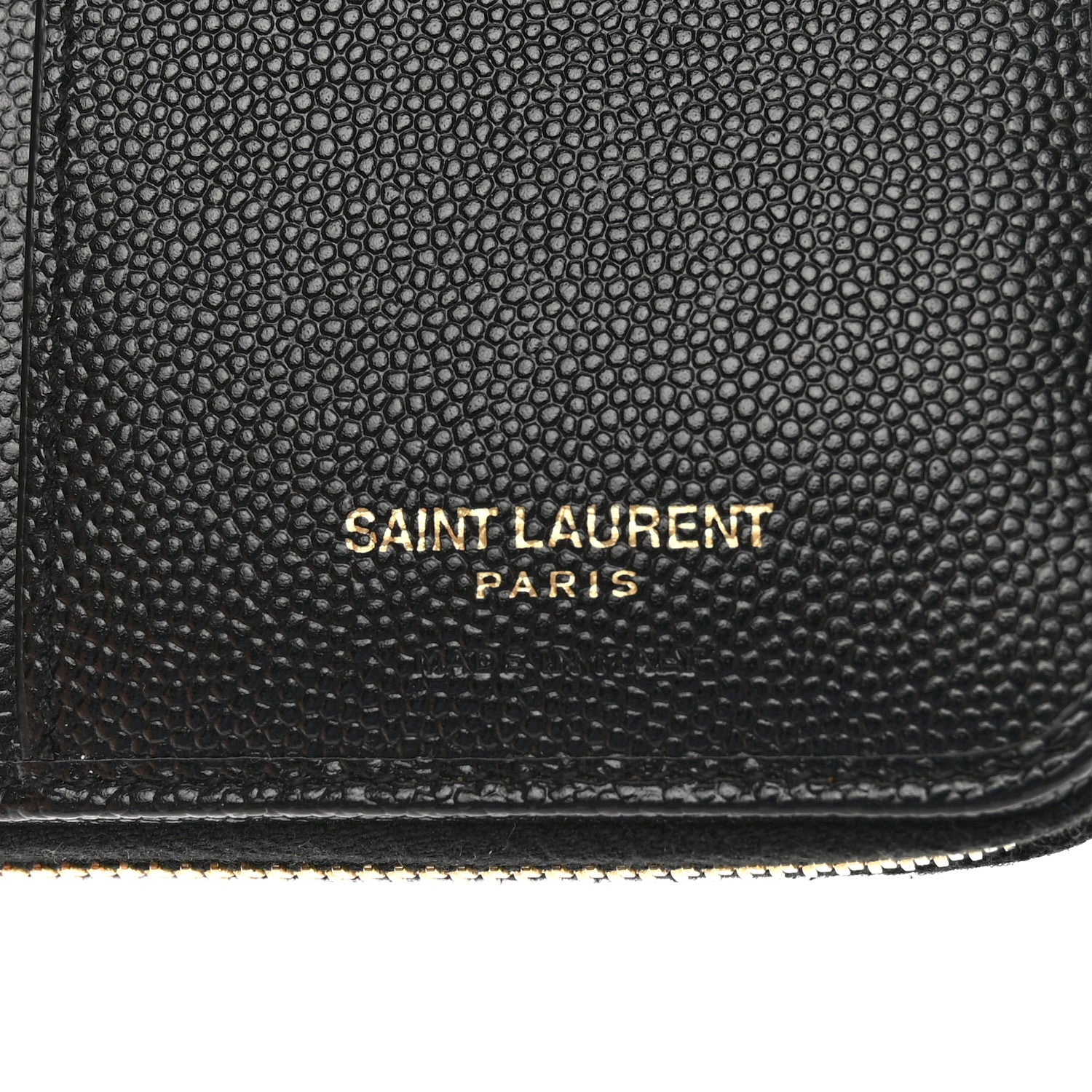 Saint Laurent SAINT LAURENT Grain De Poudre Matelasse Chevron Monogram Compact Zip Around Wallet Black 7 of 8