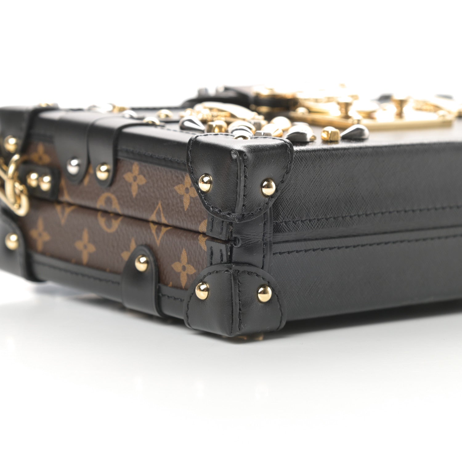 Louis Vuitton Monogram Taiga Studded Petite Malle Black 10 of 13