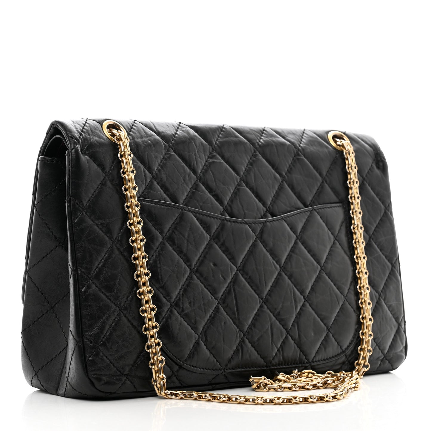 Aged Calfskin Quilted 2.55 Reissue 227 Flap Black