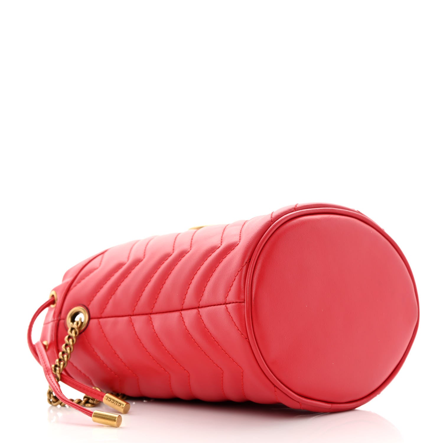 Gucci Calfskin Matelasse Mini GG Marmont 2.0 Bucket Bag Hibiscus Red 4 of 12