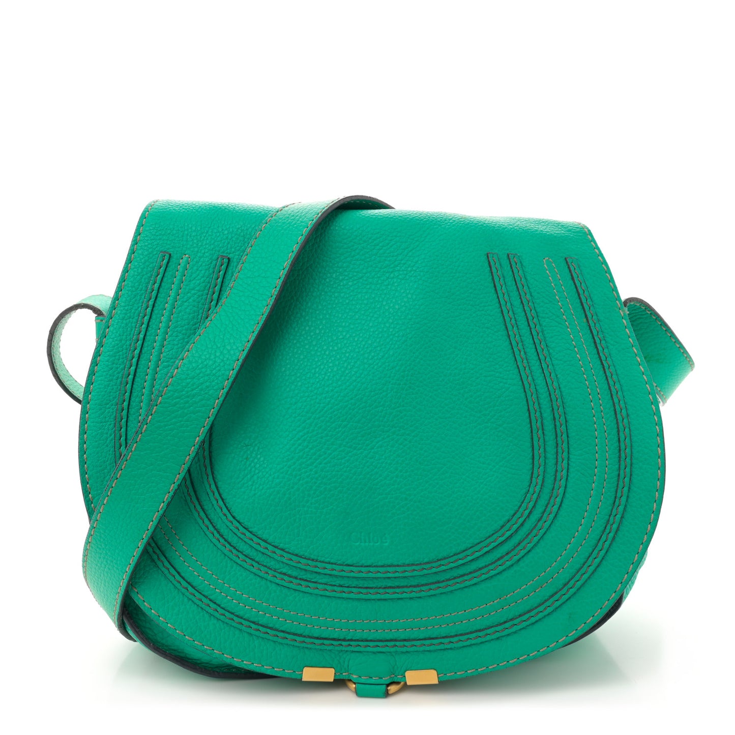 Grained Calfskin Medium Marcie Saddle Bag Jade