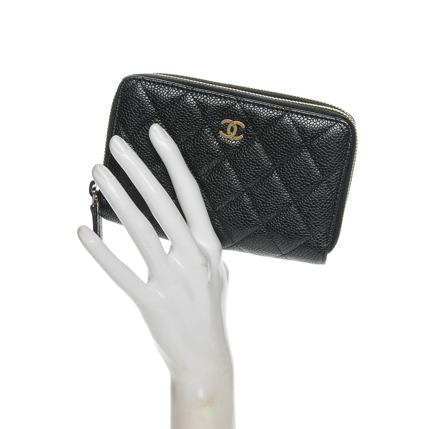 Chanel Caviar Quilted Large Gusset Double Zip Around Wallet Black 2 of 15