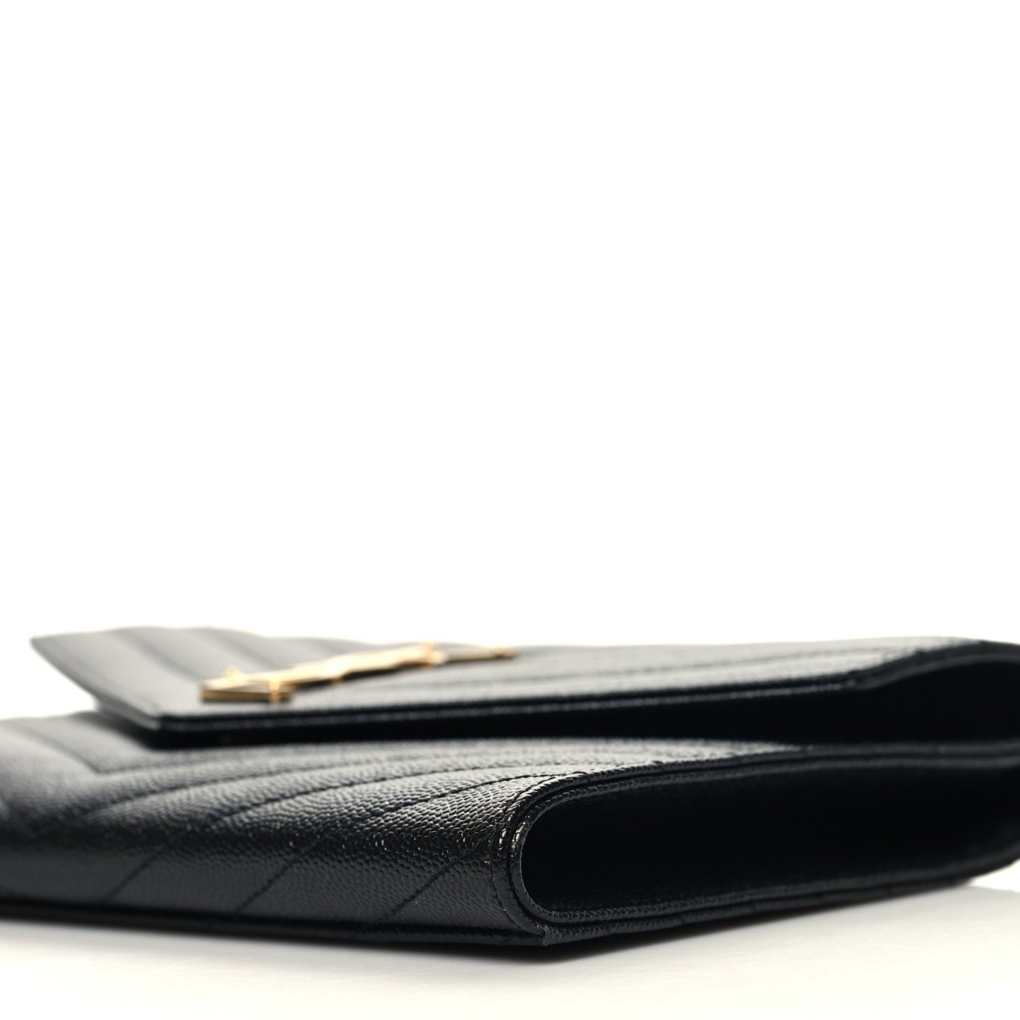 Grain De Poudre Matelasse Chevron Monogram Envelope Clutch Black