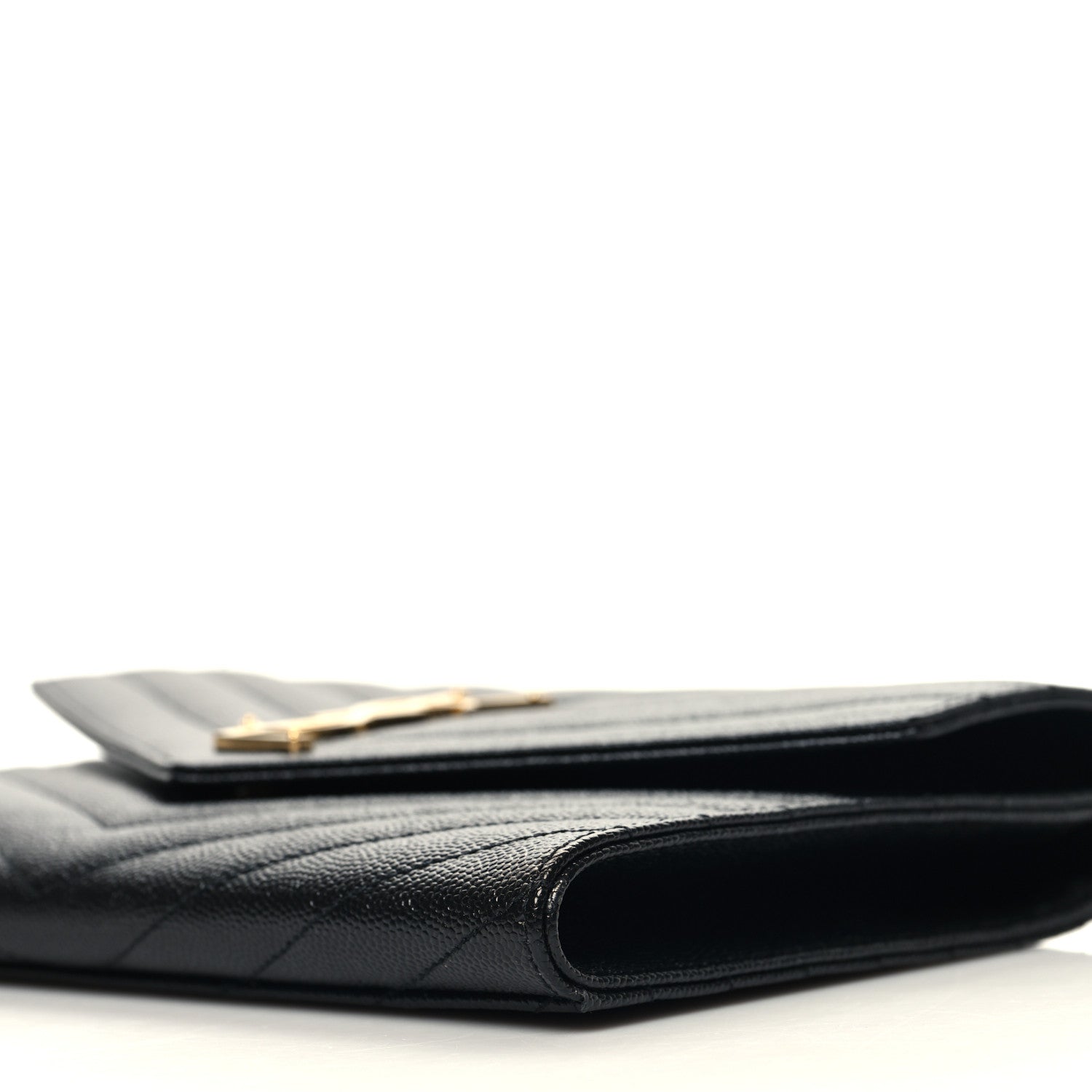 Saint Laurent Grain De Poudre Matelasse Chevron Monogram Envelope Clutch Black 9 of 10