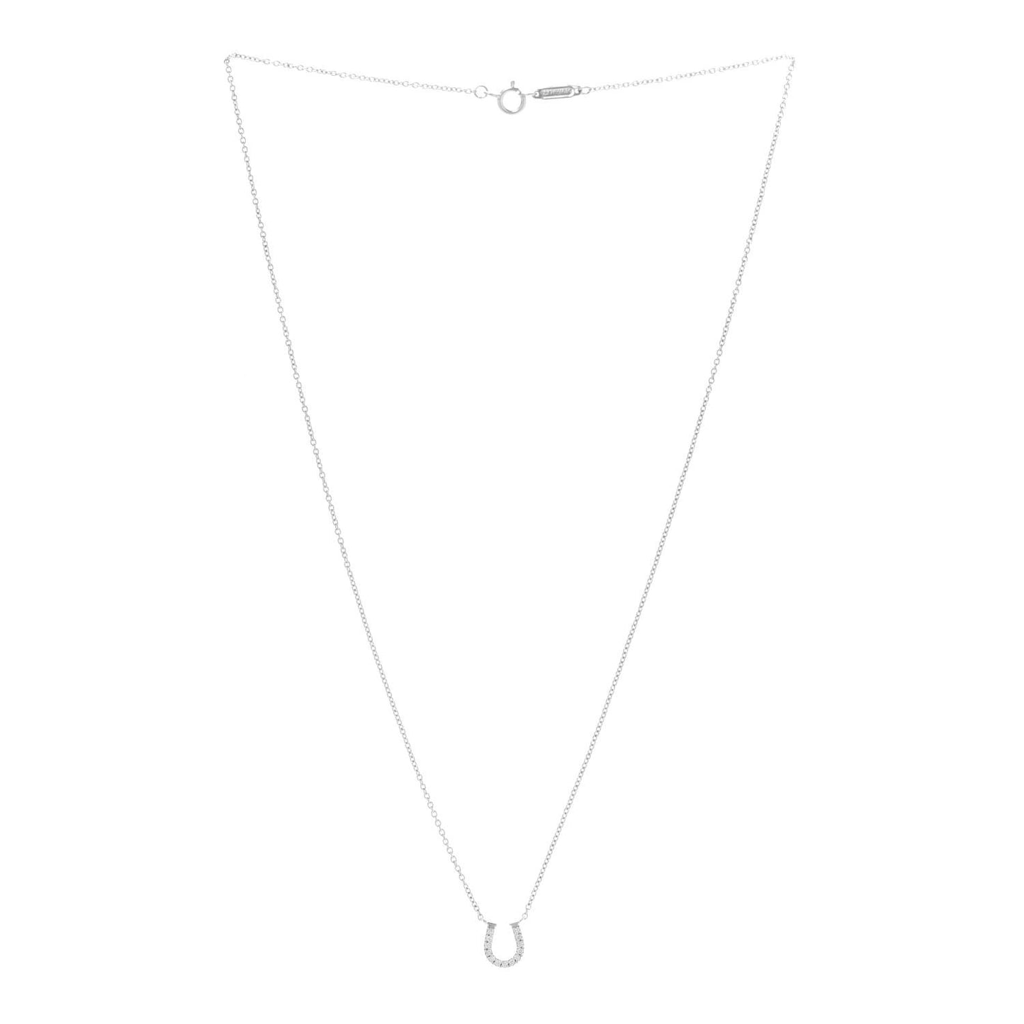 18K White Gold Diamond Mini Metro Horseshoe Pendant Necklace