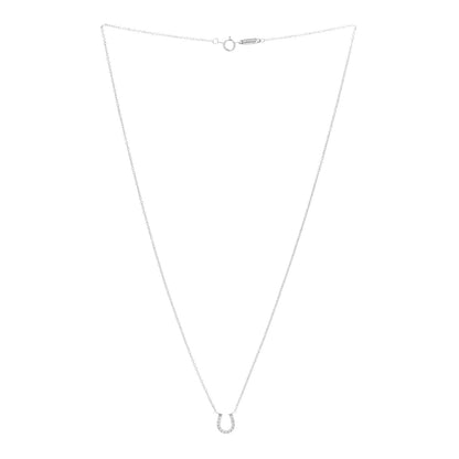 Tiffany 18K White Gold Diamond Mini Metro Horseshoe Pendant Necklace 3 of 6