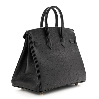 Hermes Ostrich Birkin 25 Black 3 of 10