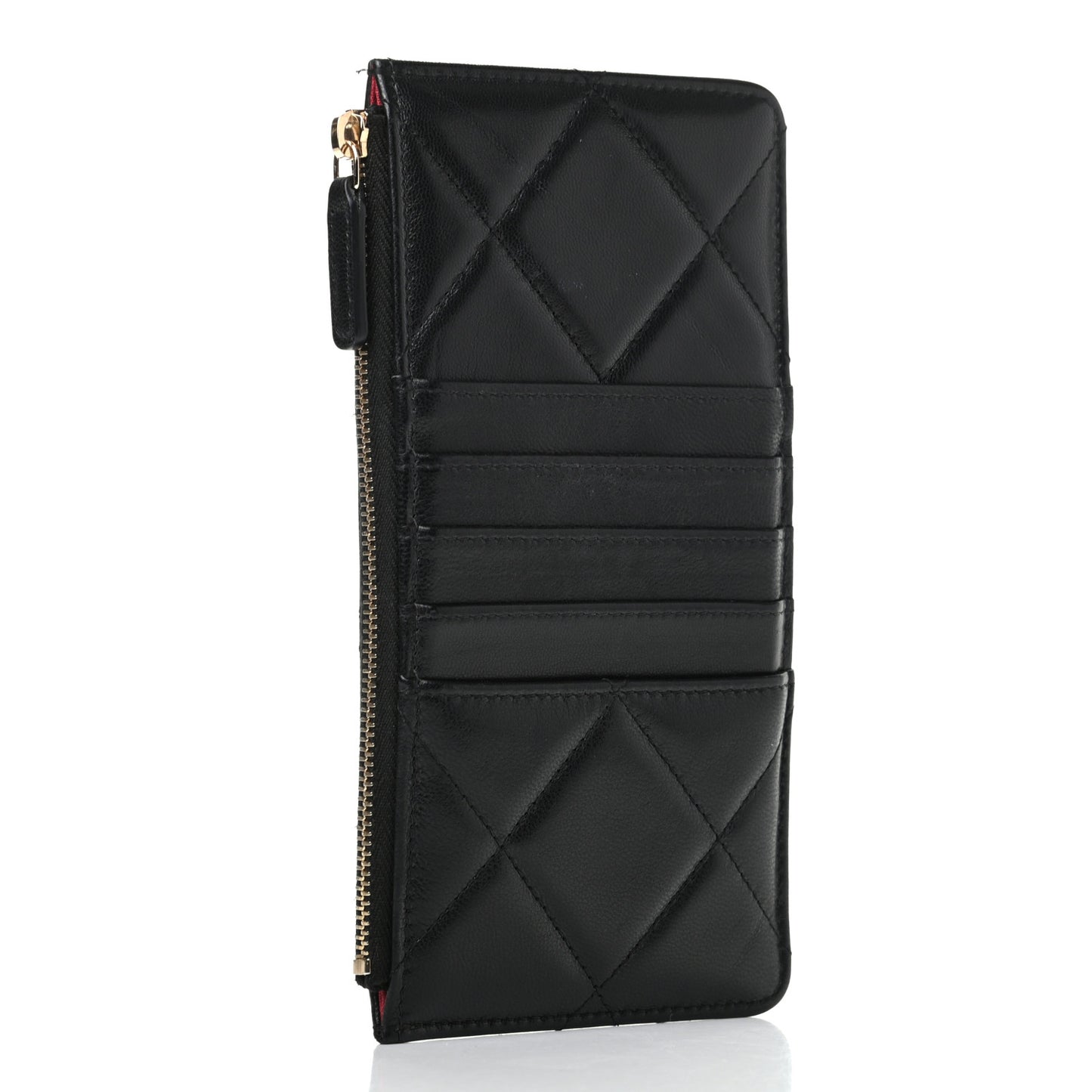 Goatskin Quilted Chanel 19 Phone and Card Holder Black