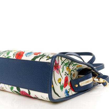 Gucci Canvas Medium Flora Tote White Multicolor Blue Agata 10 of 10