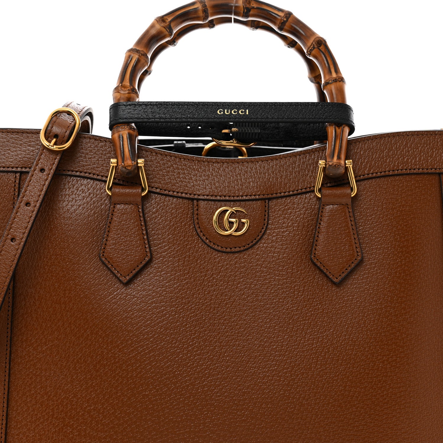 Gucci Textured Dollar Calfskin Medium Diana Tote Bag Cuir Black 9 of 15