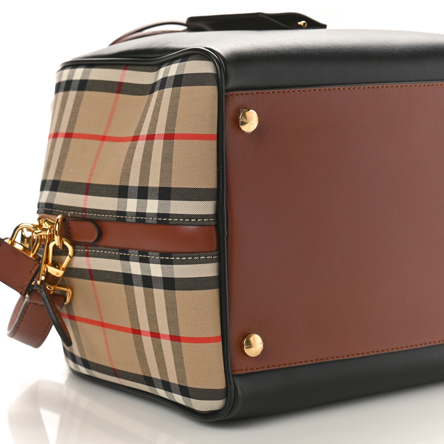 Burberry Smooth Calfskin Small Cube Bowling Bag Black Archive Beige 8 of 9