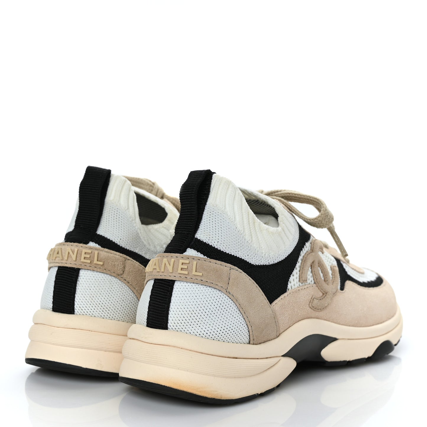 Mesh Suede Fabric Womens CC Sneakers 38 Light Pink White Black