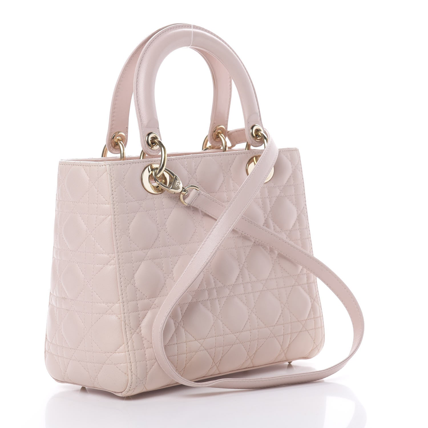 Christian Dior Lambskin Cannage Medium Lady Dior Light Pink 3 of 13