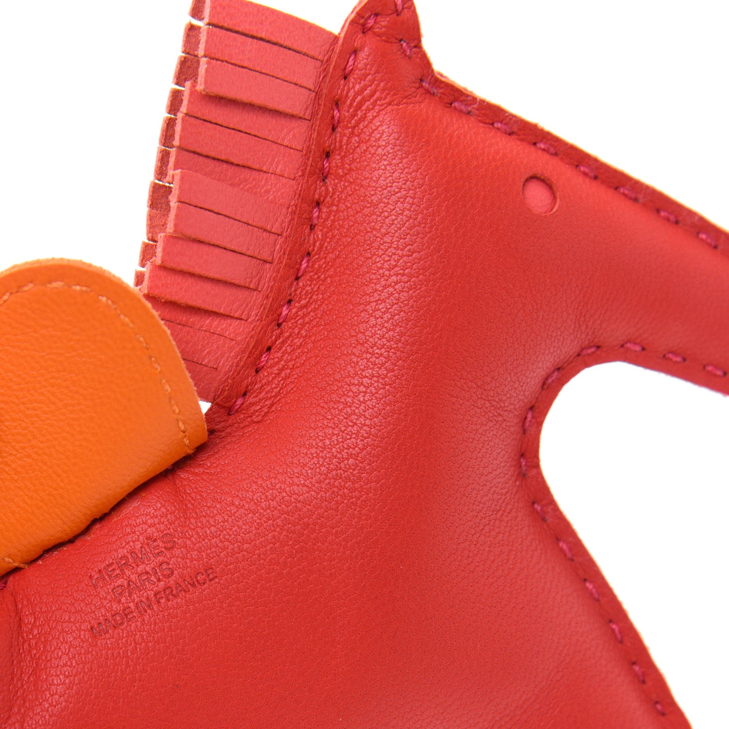 Hermes Milo Lambskin Grigri Rodeo Horse Bag Charm MM Rouge Rose Indien Jaipur Feu 3 of 4