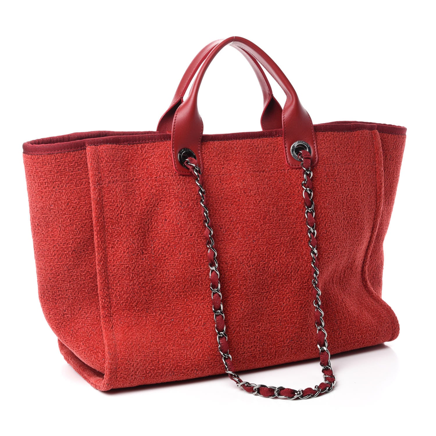 Chanel Lurex Boucle Medium Deauville Tote Red 3 of 10